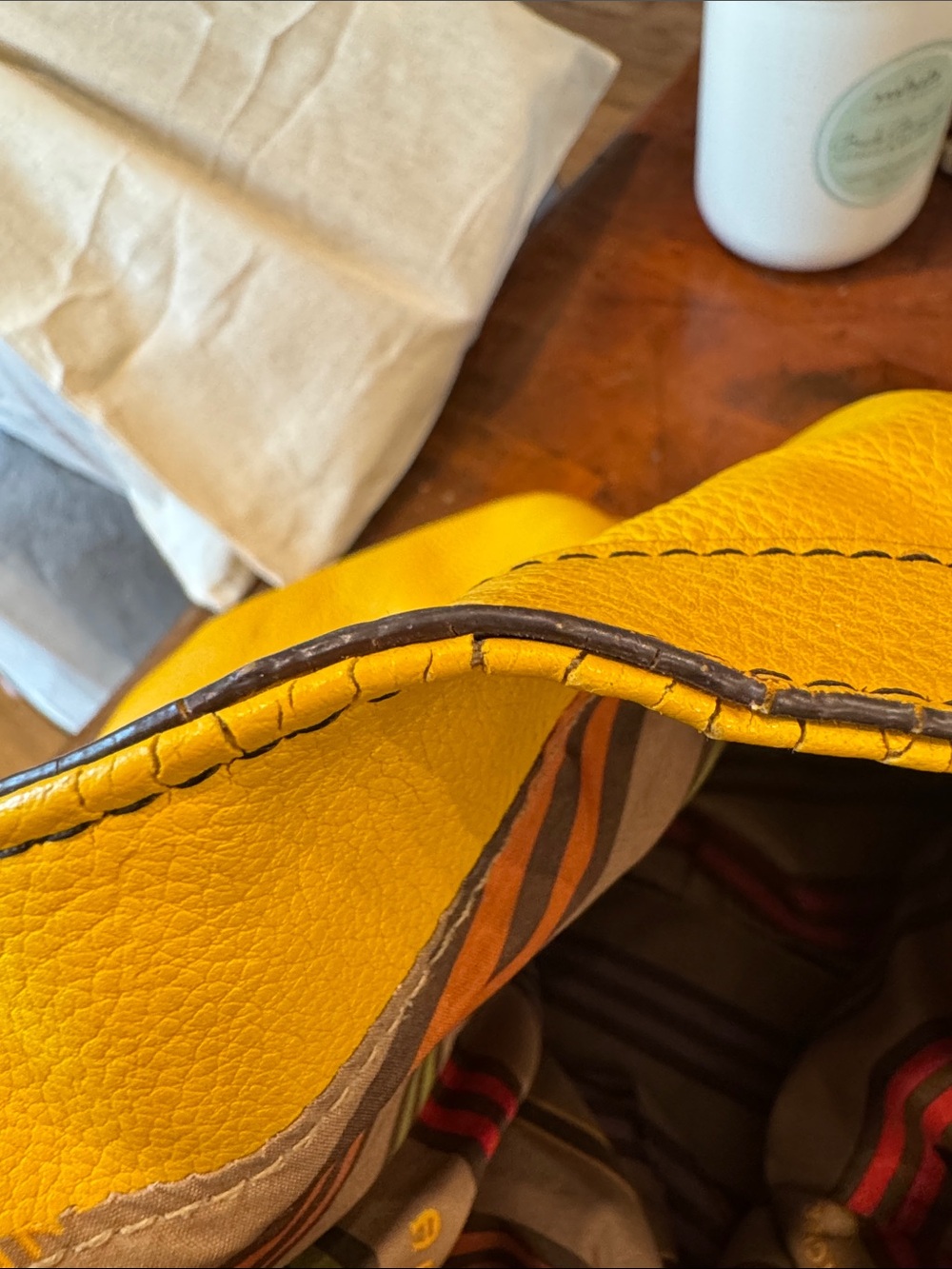 Etienne Aigner Mustard Yellow Pebbled Leather Hobo with Blue Charm - Picture 10 of 13
